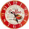 TFA Dostmann Orologio da parete analogico vintage, 60.3045.12, motivo caffè, numeri grandi, facile da leggere, rosso