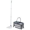 Dirt Devil Set Mocio con Secchio e Wringer - Sistema di Mocio con Secchio Pieghevole 18L - Bastone per Mocio con Testa Rimovibile - Set completo di Mop Mocio per Tutti I Tipi Di Pavimento