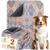 Gimars 80 x 92 cm, 2 Pezzi, Design Boho e Finitura Resistente, Traversine Lavabili per Cani, Tappetino Riutilizzabile per Addestramento Cuccioli, Assorbente, Antiscivolo e a Prova di Perdite