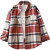 Generic Camicie a maniche lunghe da donna con motivo a scacchi Camicia a quadri in lana da donna Gusto vintage all'aperto Indossare un top scozzese 2025 Maglietta a maniche lunghe da donna, Rosso, M