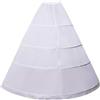 Generisch Gonna a maturo, abito da sposa, da donna, 4 cerchi, linea ad A, lunghezza pavimento, sottogonna Crinoline, per matrimonio, abito da ballo bianco