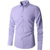 Generisch Camicia da uomo bianca slim fit, tinta unita, elasticizzata, a maniche lunghe, da uomo, a maniche lunghe, elasticizzata, colore bianco, slim fit, Lilla, m
