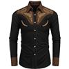 QWUVEDS Costume di Halloween da uomo - Camicia in Jeans occidentali casual a maniche lunghe - Maglietta colorata in cotone con bottoni, Nero , 3XL