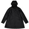 RAINS Giacca line W Jacket impermeabile, silhouette a trapezio, chiusura frontale con bottoni automatici nascosti, cappuccio con coulisse, tasche laterali, antivento, colore Nero Nero Black