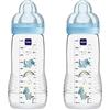 MAM Istruzioni in lingua straniera - Mam FB0602B - Biberon da 330 ml, colore Blu, set da 2