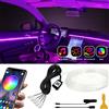 Keiurot Striscia LED per interni auto, controllo tramite applicazione, illuminazione 5 in 1 con fibra ottica RGB da 6 m, 16 milioni di colori, sincronizzazione con musica