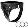 LxPxP Harnais Strap-On in pelle regolabile - imbottitura interna in peluche, 3 anelli metallici, taglie comode Plus-Size - per donne e uomini per giochi pegging in coppia