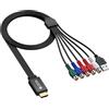eSynic Cavo Convertitore YPbPr a HDMI 1080P con 1m USB Alimentazione Integrato, Ideale per PS2/Wii/Vecchi Lettori DVD - Ingressi Femmina YPbPr Componente e L/R Audio, Non Compatibile con RGB