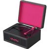 WhatPlus Lettore CD portatile con Bluetooth 5.2, batteria ricaricabile e altoparlanti integrati, design Hi-Fi retrò valigia per arredamento, supporto scheda AUX/TF, regalo ideale (nero e rosa)