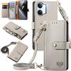 MOJIA Custodia per Xiaomi Poco X8 Pro Max, Alta Qualità Pelle Flip Portafoglio Cover per Telefono, Multifunzione Porta Carte con Tracolla Custodia. Grigio