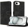 YIRRANZD Custodia per iPhone 16e, Cover a Libro in Pelle PU con Slot Cart e Silicone TPU Bumper, Flip Caso Portafoglio Cover per iPhone 16e (Nero)