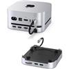 Stouchi Mac Mini M4 Dock Stand con 8TB NVMe SATA SSD Enclosure, 2* USB A 10Gbps, 4K@60Hz HDMI, SD/TF Slot, 2* USB A Data Port, Audio 3.5mm, Pulsante di accensione facile e Wi-Fi stabile per Mac mini