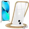 Yoedge Cover per iPhone 13 mini con Cordino 5,4, Trasparente Custodia con Collana Tracolla Laccio Collo Corda, Sottile Protettiva Bumper Antiurto Anti-giallo Silicone Case, Colore