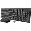 APM 100042 - Set tastiera mouse wireless Azerty e mouse ottico, tecnologia wireless 2,4 GHz, funzionamento ultra veloce, scorciatoie, tastiera da ufficio, colore nero
