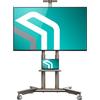ONKRON Supporto TV da Pavimento 32-75 Pollici, Carico Totale 60 kg, VESA 200x200-600x400 mm, Carrello TV con Ruote Regolabile in Altezza, Universale, con Ripiano AV e Camera, Colore Champagne TS1571-C