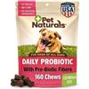 Pet Naturals Probiotico Giornaliero per Cani, Sapore di Anatra, 160 masticazioni - 120M CFUs Pre e probiotici per Cani Salute digestiva, Salute intestinale, Supporto immunitario, diarrea, allergie e