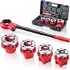 VEVOR Kit Filettatrice per Tubi a Cricchetto con 4 Filiere, 1/2, 3/4, 1, 1-1/4 NPT, Filettatrice Manuale per Tubi, Impugnatura Comoda, Valigetta Portatile per Installazione e Riparazione Idraulica