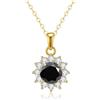 PAKORIO Collana girasole moissanite placcata oro 14K, 1ct/2ct VVS1, ipoallergenica, catena 40-45cm, anti-ossidazione, regalo(Nero,1CT)