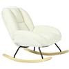 MEUBLE COSY Sedia a Dondolo Imbottita Poltrona Relax con Schienale Seduta Extra Larga in Tissu Chenille, Gambe in Legno, per Soggiorno Cameretta, Bianco Crema