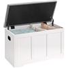 VASAGLE Cassapanca con Coperchio, 2 Cerniere di Sicurezza, Panchina Portascarpe, Stile Rustico, per Ingresso, Camera da Letto, Soggiorno, 41 x 81 x 49 cm, Bianco Opaco e Grigio Tortora LSB067W101