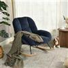 MEUBLE COSY Sedia a Dondolo Imbottita Poltrona Relax con Schienale Seduta Extra Larga in Tissu Chenille, per Soggiorno Cameretta, Gambe in Legno, Blu