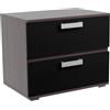 Homey - Comodino con 2 cassetti e gambe cromate, modello Leina, colore cenere, nero, dimensioni: 60 cm (larghezza) x 39,6 cm (profondità) x 50 cm (altezza)