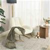 MEUBLE COSY Sedia a Dondolo Imbottita Poltrona Relax con Schienale Seduta Extra Larga in Tissu Chenille, per Soggiorno Cameretta, Gambe in Legno, Bianco Crema