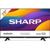 Sharp Aquos 32Di6E Frameless Android 9.0 Smart Tv 10 Bit, Hd Ready Led Tv, Wi-Fi, Dvb-T2/S2, 1366 x 768 Pixels, 3Xhdmi 2Xusb, 2021, Classe Di Efficienza Energetica F, Nero, 32 Pollici