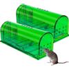 VyxStelyndric 2PCS Trappola per Topi vivi, Trappola Topi da Interno Esterno Riutilizzabile, Gabbia per Catturare ad Alta Sensibilità Animali amichevoli, Adatta per Cucina, Giardino, Magazzino (Verde)