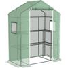 Outsunny Serra da giardino con 1 porta, 2 finestre e 2 ripiani a U per piante ortaggi fiori PE Tarpaulin 140x73x190 cm Verde
