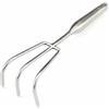 SZLIFE Rastrello in Acciaio con Denti Rinforzati Manico Ergonomico Struttura in Acciaio Inox Resistente Adatto per Raccolta Vongole Attività da Giardino Agricoltura Spiaggia , 3-Denti Rinforzati
