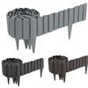 FIVMEN Bordo per prato, in plastica, 2,3 m, effetto legno, bordatura per aiuole con perni da 10 cm, imitazione delle venature del legno, per giardino, grigio