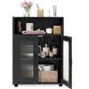COSTWAY Mobile da Bagno Salvaspazio con 2 Ante e Ripiano Regolabile, Nero | Mobiletto da Pavimento con Scomparto Aperto, Design Anti-Ribaltamento e Piedini Rialzati per Bagno, Soggiorno e Cucina