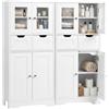 Amveya Mobile Bagno 2 pezzi, 60×30×128cm Bianco, Armadio Stretto, 3-Livelli Salvaspazio