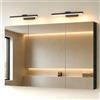 Mai & Mai Armadietto a Specchio 120x15x70cm con Lampada 40cm*2, Antracite | Lampada da Specchio LED, 40cm*2, 9W, Specchiera Bagno Mobiletto da Parete con 3 Ante e Applique Specchio, Spiegelschrank 02