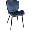 San Marco Set 4 sedie da Pranzo in Velluto, Col. Blu, Sedia da Sala d'Attesa, Sedia con Schienale, Sedia Ergonomica con Gambe Metalliche, Seduta e Spalliera Imbottita, Piedini Regolabili.