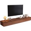 YINXSLO Mobile TV galleggiante a parete, con contenitore, console multimediale moderna in legno di pino, centro intrattenimento minimalista con cassetti e ante a ribalta, per soggiorno (marrone, 160