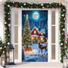 YJSZY Copri Porta Natalizio,Decorazioni Natalizie Per Porta,Copertura Divertente Babbo,Decori Natalizi Appendere Ingresso Banner,Copriporta Natalizio Per Casa,90 X 210 Cm Door Cover con Elastico (Color 2)