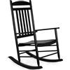 Clevich Sedia a dondolo in legno massello per interni ed esterni, schienale alto, facile da montare, sedia da giardino per balcone/veranda (nero, 69 x 87 x 112 cm)