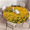 Mateju Outdoor Tovaglia Rotonda Impermeabile Antimacchia, Frangivento Tovaglia con Bordo Elastico Tovaglie, per Protezione Tavolo per Casa Ristorante, Girasole (110cm,Arancione)