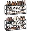 HOOBRO Scarpiera da Parete a 3 Livelli, Set da 2, Scaffale Portascarpe Sospeso in Metallo Verticale per 18-24 Paia, Organizzatore Portascarpe per Ingresso, Corridoio, Guardaroba, Nero EBK33XJP201