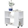 [en.casa] Tavolino Laterale con Rotelle Tavolo Basso da Divano con Ripiano e Ruote Consolle Portatile per Soggiorno Salotto Studio 60 x 70 x 35 cm - Bianco