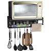 Uziqueif Microonde Scaffali Appendiabiti/Supporto per Mensola Microonde Pieghevole Multifunzionale con 10 Gancio in Alluminio per Cucina