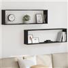 RMIHSJG Mensole Parete Cubo 2 pz Rovere Nero 100x15x30 cm Multistrato Legno Tecnologico per Soggiorno Camera da Letto Scaffale Paredale Funzionale Design Moderno Spazio Portaoggetti