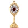 Holyart Ostensori, Teche, Reliquiari Metallo: Reliquario Ottone Dorato e Pietre Bianche h 14 cm