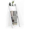 COSTWAY Scaffale di Stoccaggio in Legno di Pino, Porta Asciugamani a 4 Livelli per Bagno, Porta Salviette, Multiuso per Bagno Soggiorno (Bianco, 51 x 8 x 137 cm)