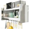 Generic Pensile Cucina Sospeso in Acciaio Inox Vetrinetta Espositiva da Parete Senza Pannello Posteriore Capacità di Carico a Singolo Ripiano 25kg per Casa Garage Magazzino(90x32x46cm)