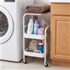 HUOLE Carrello di servizio a 3 livelli, scaffale da cucina, telaio in metallo, scaffale con maniglia e ruote, carrello da cucina in stile industriale, 43 x 30 x 77 cm, 3 strati (bianco)