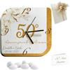 Doni Bomboniere Anniversario 1 pz Orologio in Ecopelle con Stampa Nozze 50 Anni con dettali Oro e con Decoro Floreale Personalizzabile Artigianale Regalo Originali (MOD. 11-12 x 12 cm)