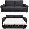Baldiflex - Divano Letto 2 Posti con Materasso Matrimoniale 140x190 cm Ortopedico, Maragià, Prontoletto RICHIUDIBILE con Rivestimento SFODERABILE e Lavabile, Grigio Grafite